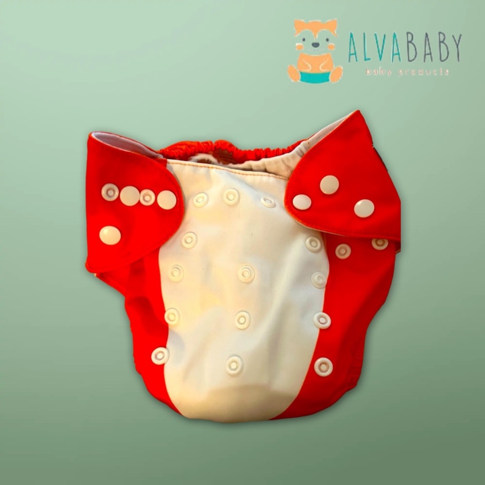 🇨🇳👍GUC ALVA BABY | Unisex Orange Pocket Cloth diaper Fox 🦊 Inserts included
